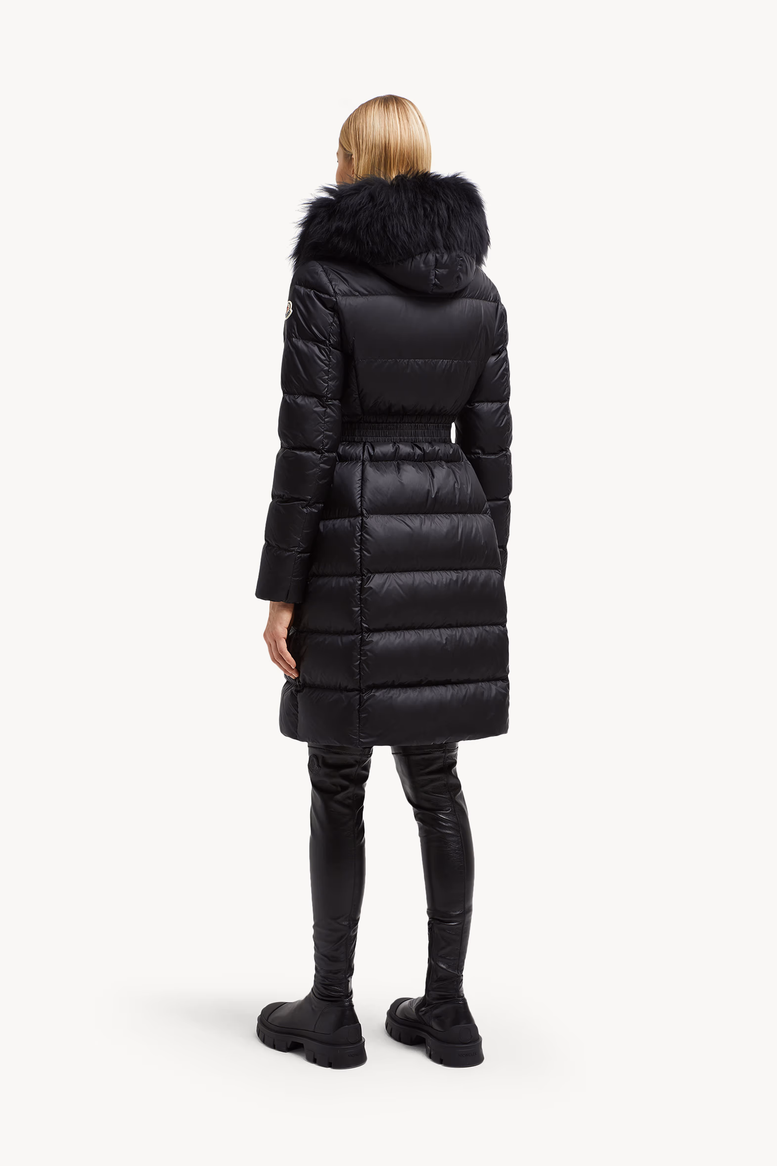 Doudoune longue à capuche bordée de shearling Boedic Femmes Noir Moncler 5